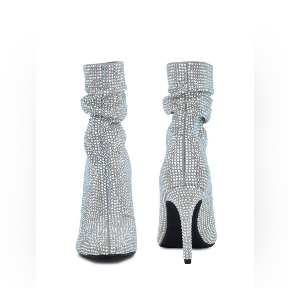 NEW NINE WEST Dazzle 2 White Glass Ankle Dressy Boots Shoes - Picture 5 of 7